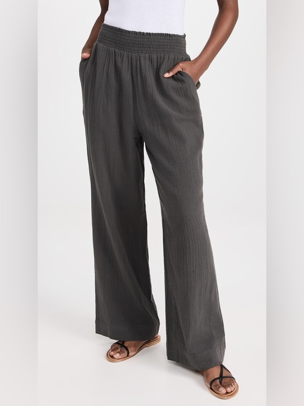 Faherty Women's Dream Cotton Gauze Wide-Leg Pants Medium